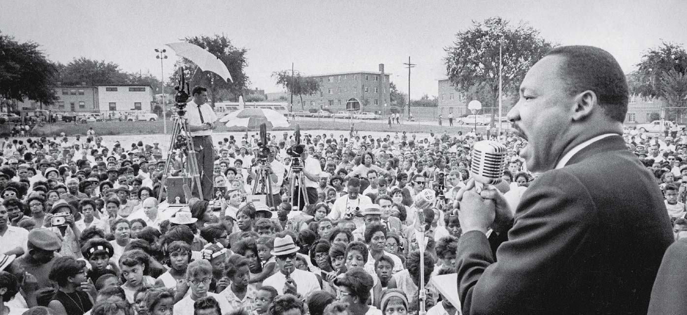 Martin Luther King Jr. addresses a crowd